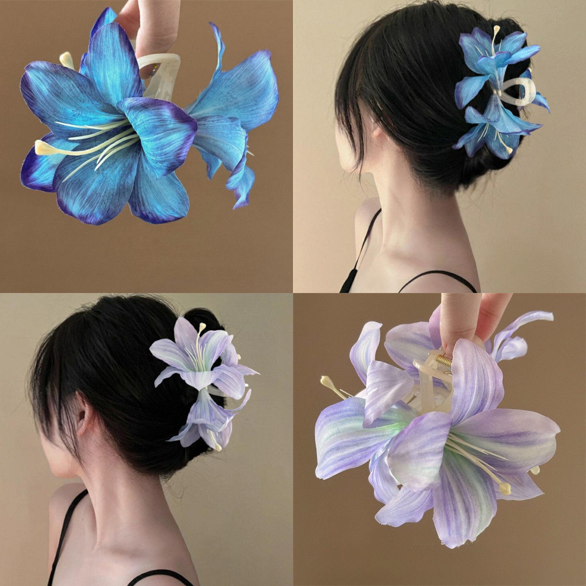 Travel Accessories Aesthetic - スーパー妖精風エミュレーションリリーフラワーヘアクロウクリップ 女性用 森系アクリルシャーククリップ 旅行パーティー用新作アクセサリー