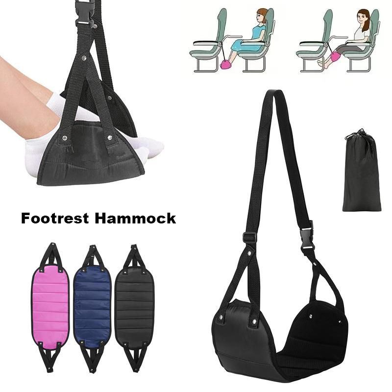 Travel Accessories Long Flight - ポータブル調節可能なフットレストハンモック 飛行機旅行用 長距離飛行バス 電車 オフィス トラベルアクセサリー