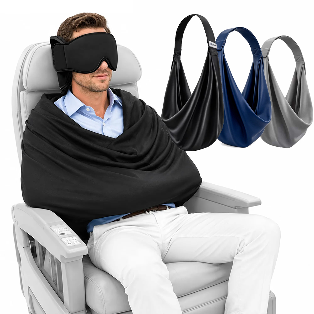 Travel Accessories Long Flight - 2026年最新モデル。長距離フライトに最適な、メモリーフォームを使用した航空機用睡眠サポートシステム。調整可能な旅行用アイピロー。