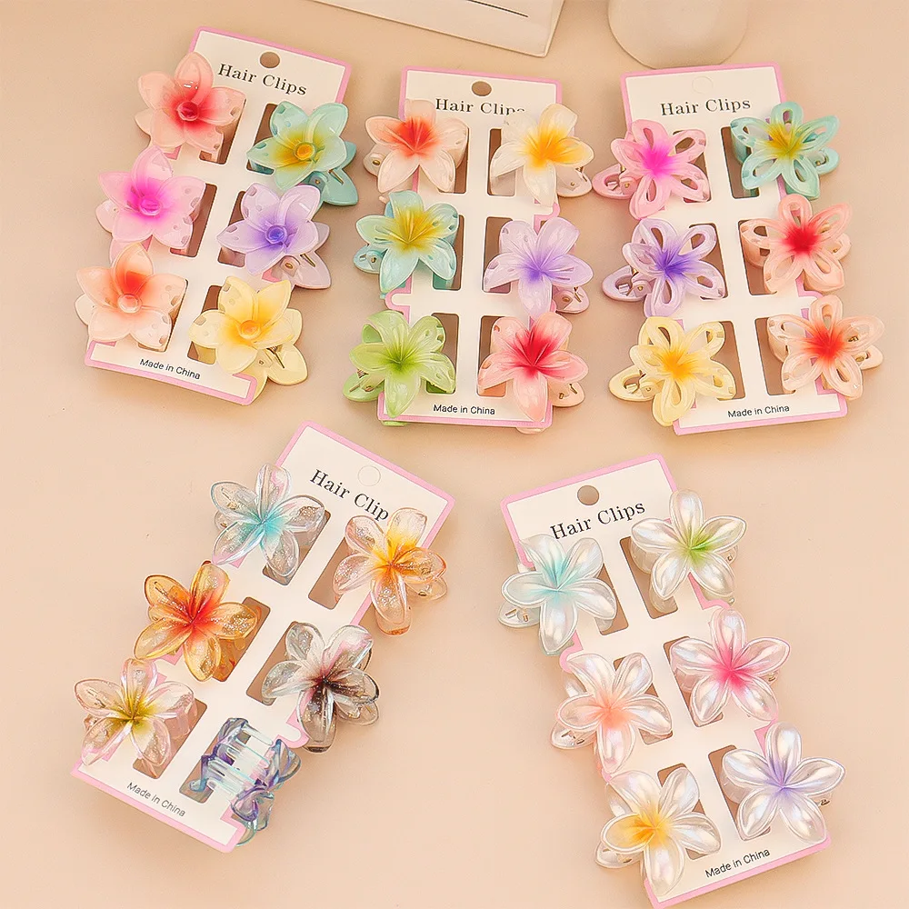 6 個ファッションカラフルな透明な花小さな髪爪クリップクラン - Travel Accessories Aesthetic のレビューと価格
