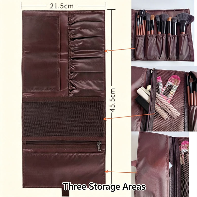 PUレザー製メイクブラシロールバッグ、折りたたみ式化粧ブラシ - Travel Accessories Organizer Bag のレビューと価格