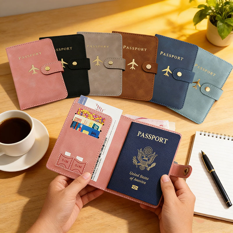レザーパスポートホルダーカバーケース、旅行必需品、クレジット - Travel Accessories Wallet のレビューと価格