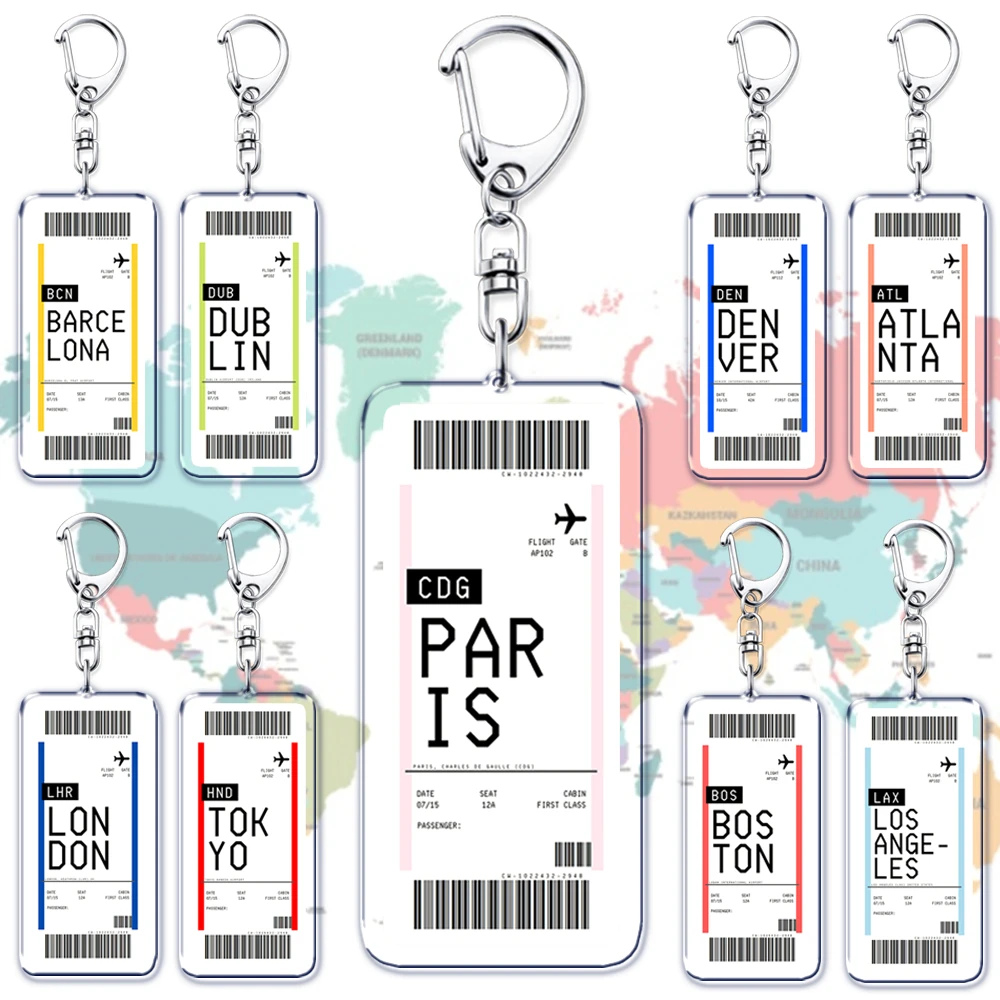 飛行機チケット搭乗券キーホルダーボストンパリ東京ニューヨーク - Travel Accessories India のレビューと価格