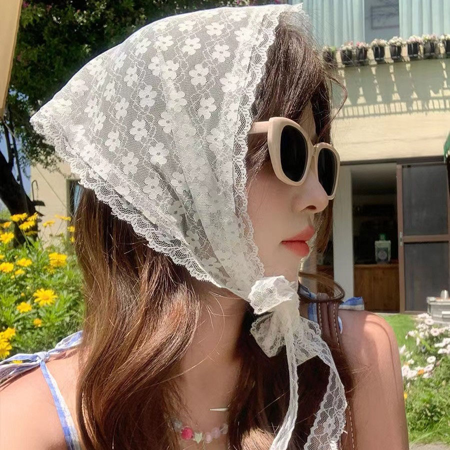 1個入り、三角形のレーススカーフ、白、可愛らしいレースのター - Travel Accessories Aesthetic のレビューと価格